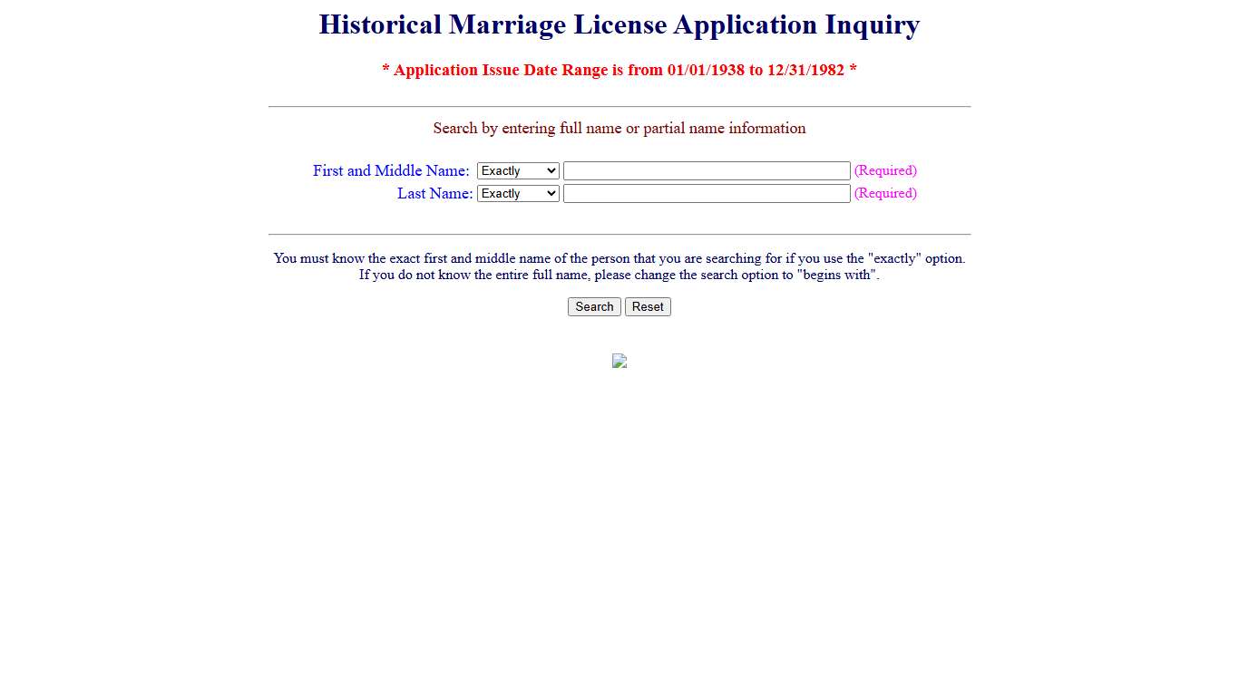 Historical Marriage License Search